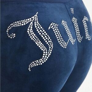 Juicy Couture Navy Velour Pants with Sparkling Logo
